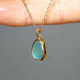 Blue Sea Glass Necklace - Gold Vermeil