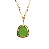 Green Sea Glass Necklace - Gold Vermeil