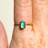 Blue Sea Glass, Gold Vermeil - Size Q