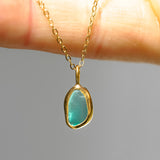 Green Sea Glass Necklace - Gold Vermeil