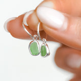 Green Sea Glass Hoops