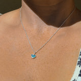 Blue Sea Glass Heart Necklace