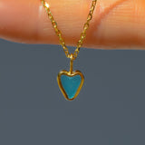 Blue Sea Glass Heart Necklace, Gold Vermeil