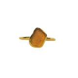 Amber Sea Glass, Gold Vermeil - Size I (i)