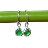 Green Sea Glass Hoops