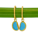 Blue Sea Glass Hoops - Gold Vermeil