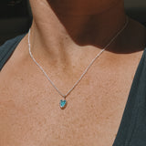 Blue Sea Glass Heart Necklace