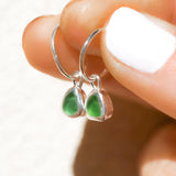 Green Sea Glass Hoops