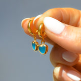 Sea Glass Heart Hoops, Gold Vermeil