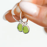 Green Sea Glass Hoops