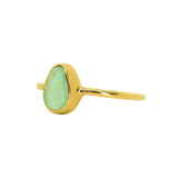 Green Sea Glass, Gold Vermeil - Size O