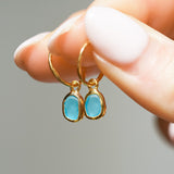 Blue Sea Glass Hoops - Gold Vermeil