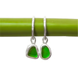 Green Sea Glass Hoops