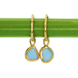 Purple/Blue Sea Glass Hoops - Gold Vermeil