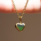 Green Sea Glass Heart Necklace, Gold Vermeil
