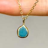Blue Sea Glass Necklace - Gold Vermeil