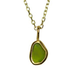 Green Sea Glass Necklace - Gold Vermeil