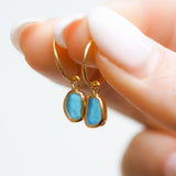 Blue Sea Glass Hoops - Gold Vermeil
