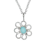 Blue Sea Glass Flower Necklace
