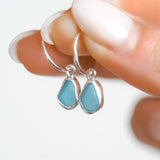 Blue Sea Glass Hoops