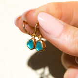 Blue Sea Glass Hoops - Gold Vermeil
