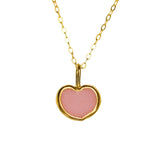 Pink Sea Glass Heart Necklace, Gold Vermeil