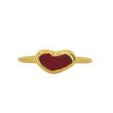 Red Sea Glass Heart Ring - Size Q