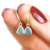 Green Sea Glass Hoops