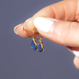 Blue Sea Glass Hoops - Gold Vermeil