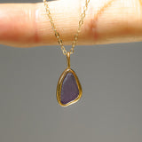 Purple Sea Glass Necklace - Gold Vermeil