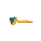 Blue Sea Glass Heart, Gold Vermeil - Size T