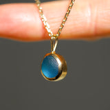 Blue Sea Glass Necklace - Gold Vermeil