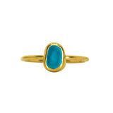 Blue Sea Glass, Gold Vermeil - Size P