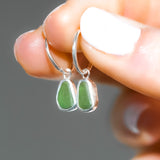 Green Sea Glass Hoops