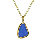 Blue Sea Glass Necklace - Gold Vermeil