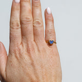 Blue Sea Glass Heart, Gold Vermeil - Size I (i)