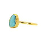 Blue Sea Glass, Gold Vermeil - Size S