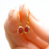 Red Sea Glass Hoops - Gold Vermeil