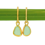 Green Sea Glass Hoops - Gold Vermeil