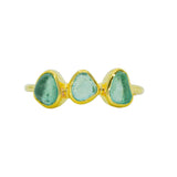 Green Sea Glass, Gold Vermeil - Size U 1/2