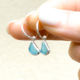 Blue Sea Glass Hoops