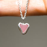 Pink Sea Glass Heart Necklace