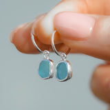 Blue Sea Glass Hoops