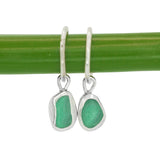 Green Sea Glass Hoops