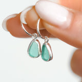 Green Sea Glass Hoops