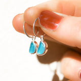 Blue Sea Glass Hoops