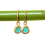 Blue Sea Glass Hoops - Gold Vermeil