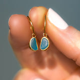 Blue Sea Glass Hoops - Gold Vermeil