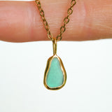 Green Sea Glass Necklace - Gold Vermeil
