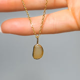 Yellow/Orange Sea Glass Necklace - Gold Vermeil